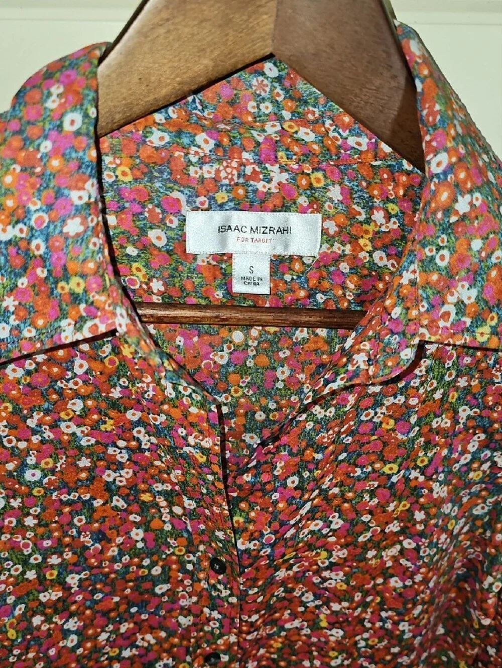 Isaac Mizrahi Women's Orange Multicolor Floral Shirt Size S - Picture 3 of 5